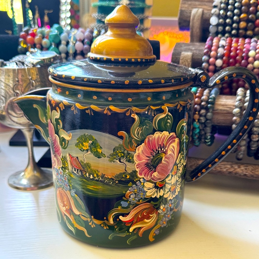 Hand Painted Folk Art Sydney Teapot